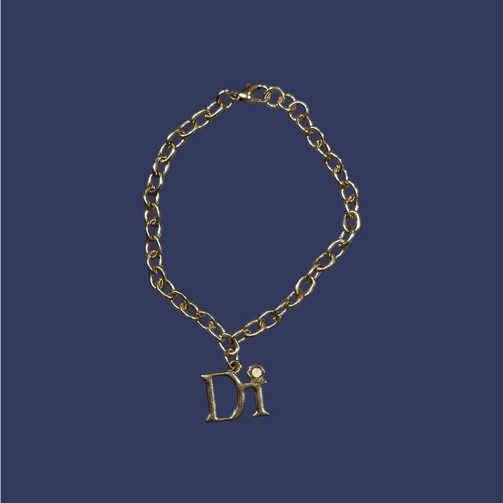 Diamonds International "Di" Gold Link Charm Bracelet Vintage 4 Inch‎ VTG Y2K 90s